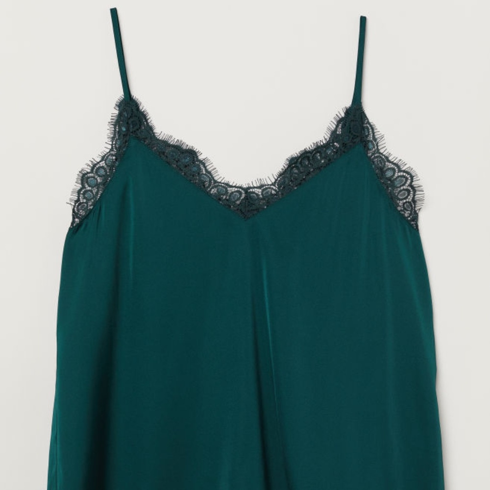Satin Green Lace Cami